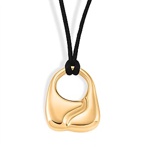Rope Necklace with Abstract Charm in Stainless Steel (28-32 Inches)