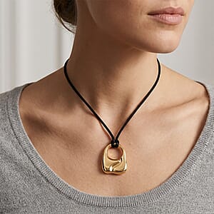 Rope Necklace with Abstract Charm in Stainless Steel (28-32 Inches)