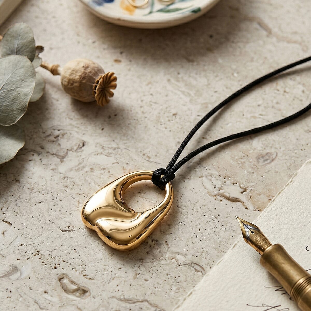 Rope Necklace with Abstract Charm in Stainless Steel (28-32 Inches) image number 2