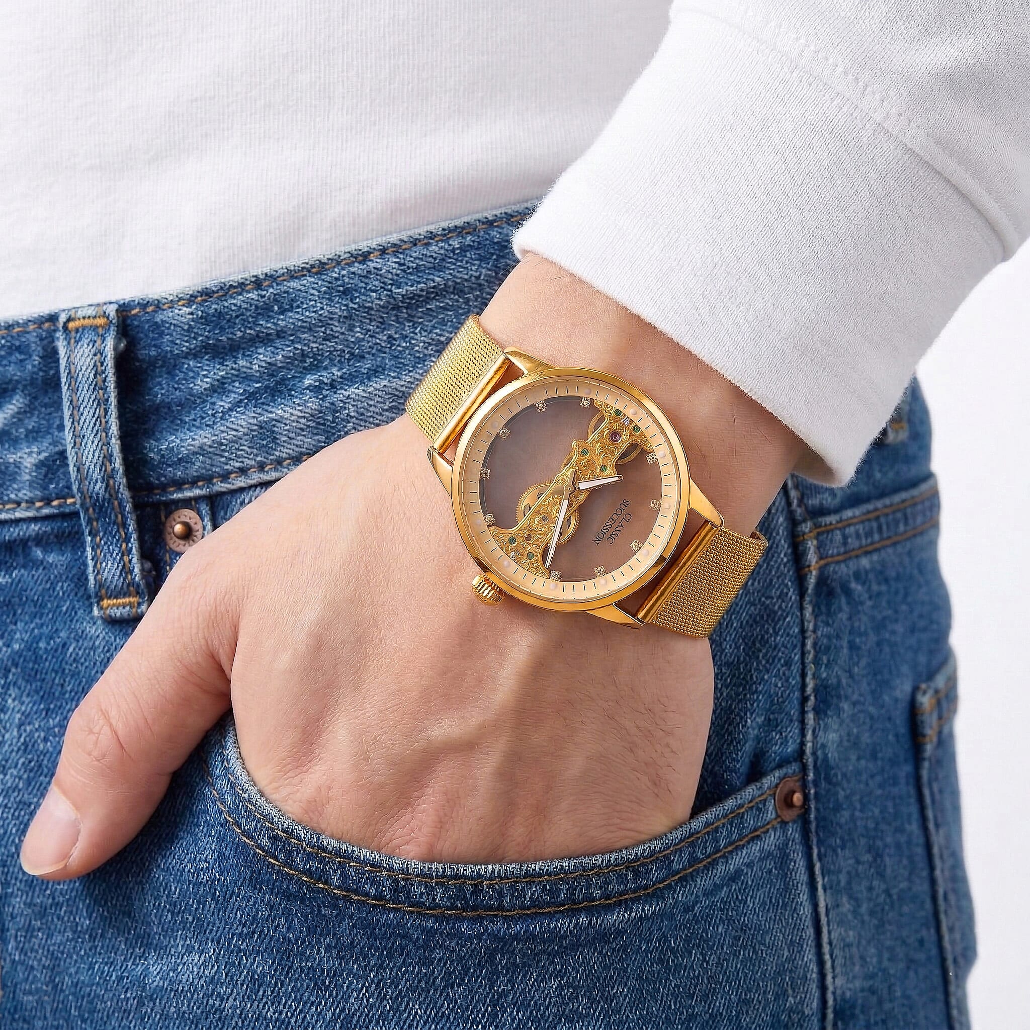 Classic Succession Automatic Mechanical Movement Watch in ION Plated YG Stainless Steel