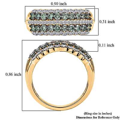 Luxuriant Lab Grown Green Diamond IR and Lab Grown Diamond SI 1.00 ctw Green Symphony Band Ring in 18K Vermeil Yellow Gold Over Sterling Silver (Size 6.0)