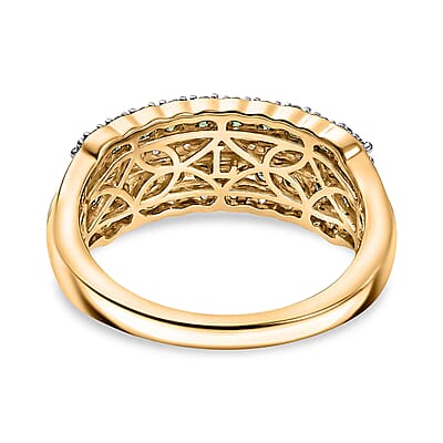 Luxuriant Lab Grown Green Diamond IR and Lab Grown Diamond SI 1.00 ctw Green Symphony Band Ring in 18K Vermeil Yellow Gold Over Sterling Silver (Size 6.0)