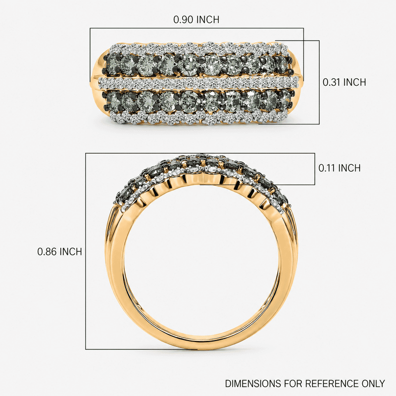 Doorbuster Luxuriant Lab Grown Green Diamond IR and Lab Grown Diamond SI 1.00 ctw Green Symphony Band Ring in 18K Vermeil Yellow Gold Over Sterling Silver (Size 7.0)