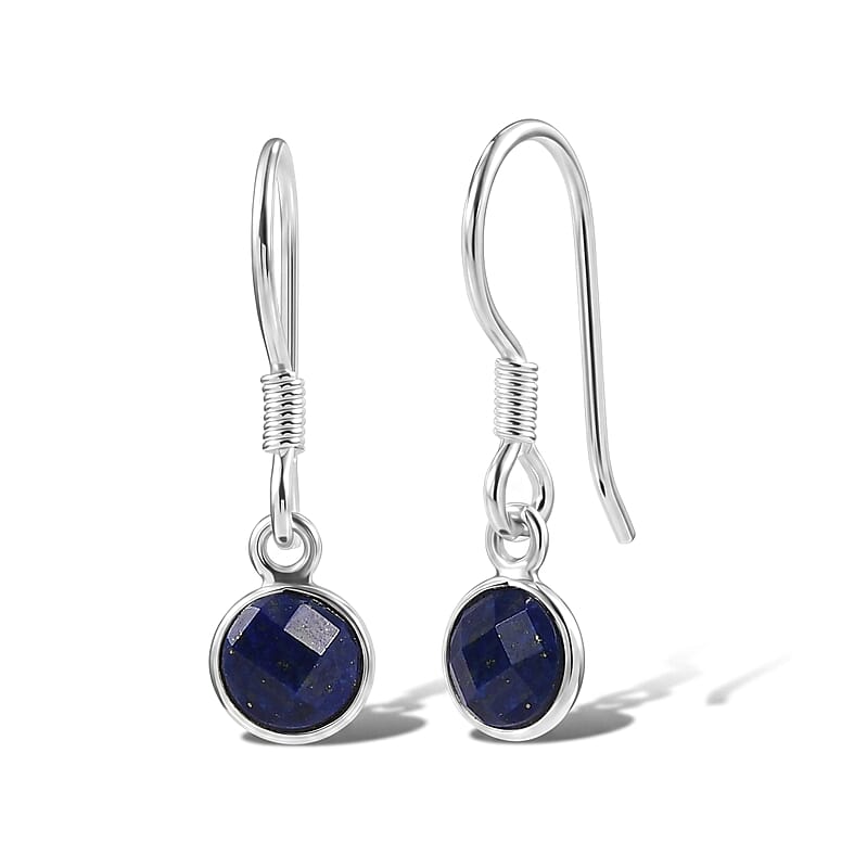 Briolitte Cut Lapis Lazuli 2.15 ctw Earrings in Sterling Silver