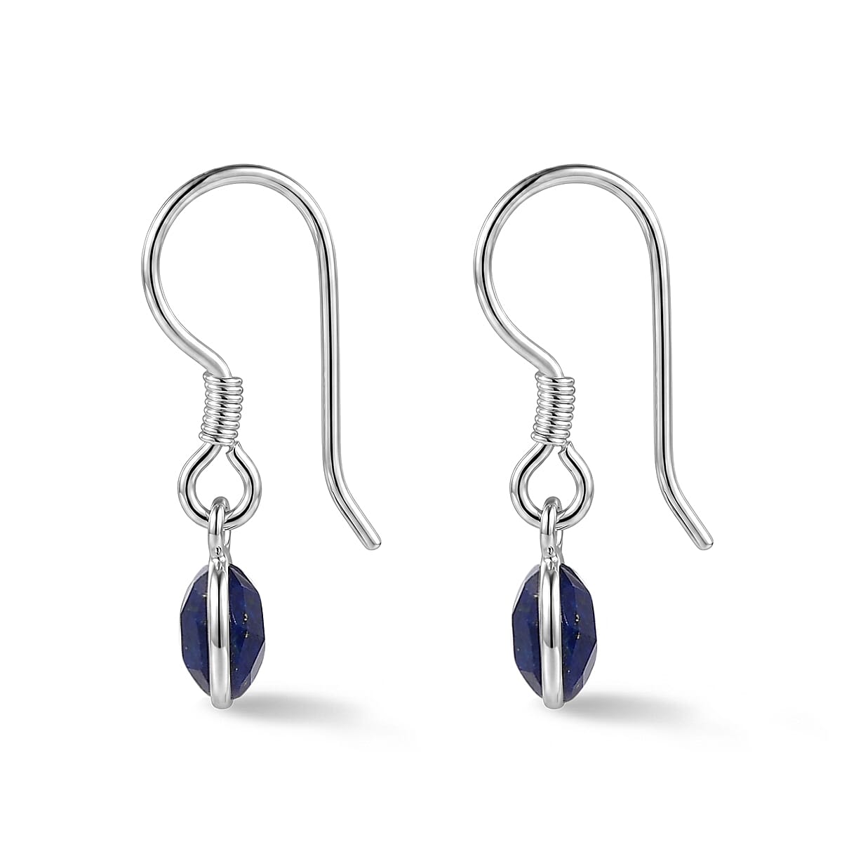 Briolitte Cut Lapis Lazuli 2.15 ctw Earrings in Sterling Silver image number 3