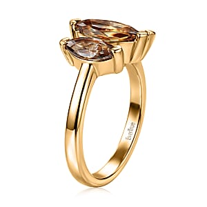 EverTrue Autumn Alexite 2.00 ctw Royale Trio Ring in 18K YG Plated (Size 10.0)
