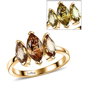 EverTrue Autumn Alexite 2.00 ctw Royale Trio Ring in 18K YG Plated (Size 11.0) (Del. in 10-12 Days)