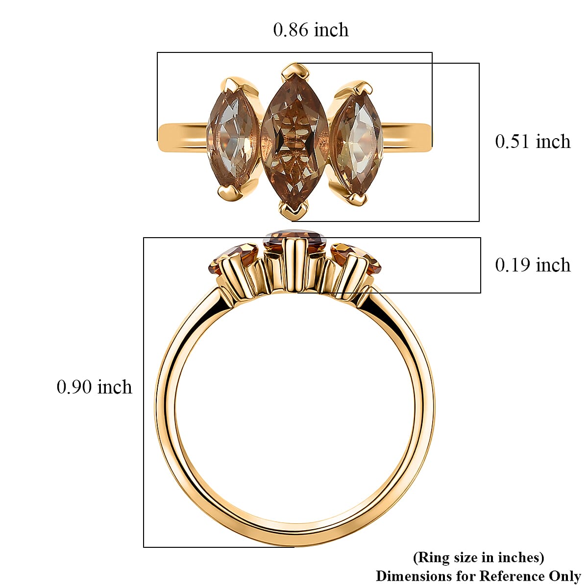 EverTrue Autumn Alexite 2.00 ctw Royale Trio Ring in 18K YG Plated (Size 11.0) (Del. in 10-12 Days) image number 5