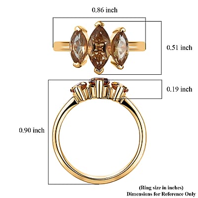 EverTrue Autumn Alexite 2.00 ctw Royale Trio Ring in 18K YG Plated (Size 5.0)