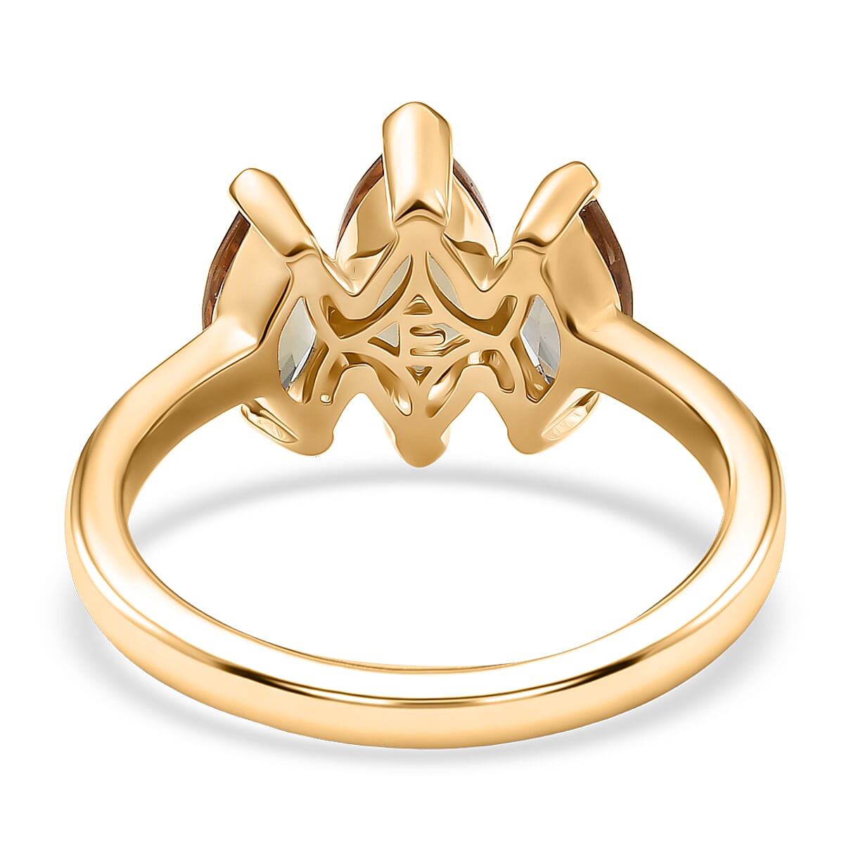 EverTrue Autumn Alexite 2.00 ctw Royale Trio Ring in 18K YG Plated (Size 9.0) image number 4