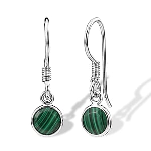 Briolitte Cut African Malachite 2.85 ctw Earrings in Sterling Silver