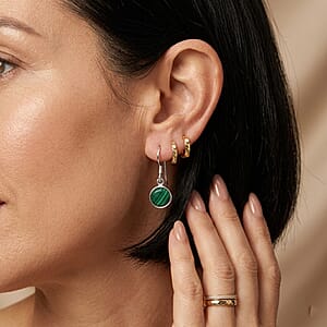 Briolitte Cut African Malachite 2.85 ctw Earrings in Sterling Silver