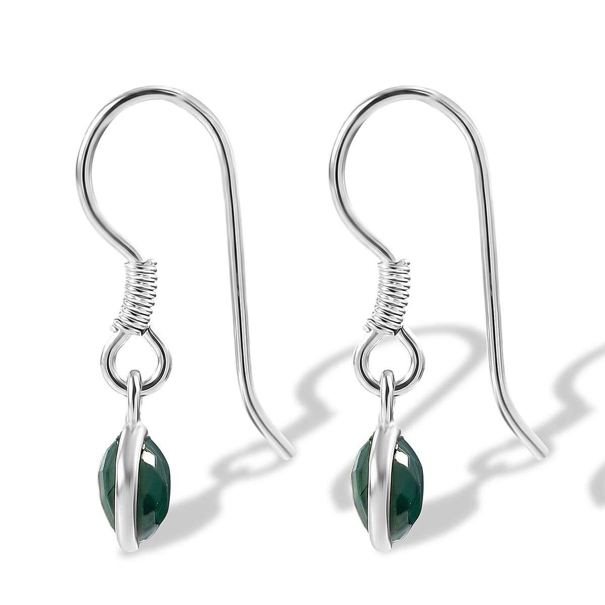 Briolitte Cut African Malachite 2.85 ctw Earrings in Sterling Silver image number 3