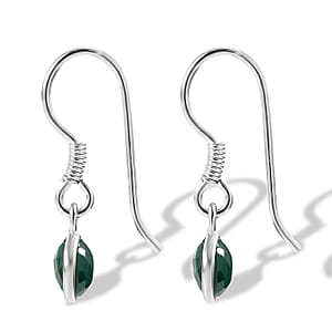 Briolitte Cut African Malachite 2.85 ctw Earrings in Sterling Silver