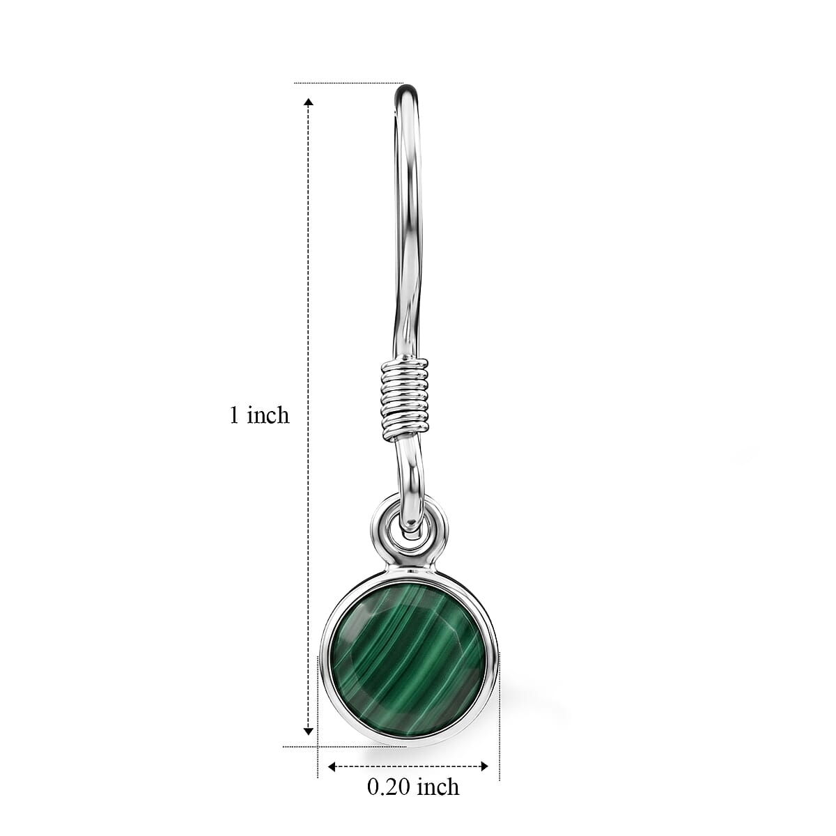 Briolitte Cut African Malachite 2.85 ctw Earrings in Sterling Silver image number 5