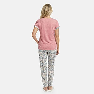 Pink Floral Pajama Set -L