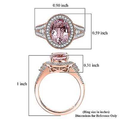 Luxoro Premium Pink Morganite and Diamond I2 2.90 ctw Rose Temptation Ring in 10K Rose Gold (Size 12.0)
