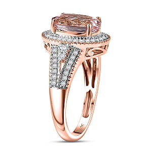Luxoro Premium Pink Morganite and Diamond I2 2.90 ctw Rose Temptation Ring in 10K Rose Gold (Size 5.5)