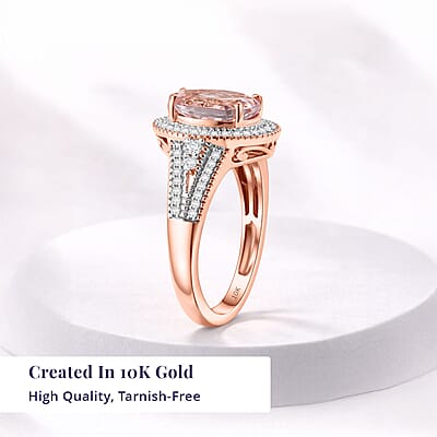 Luxoro Palmeiras  Pink Morganite and Diamond I2 2.90 ctw Rose Temptation Ring in 10K Rose Gold (Size 6.0)
