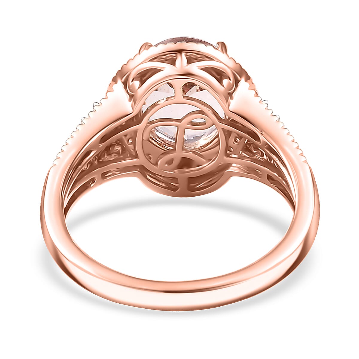 Luxoro Premium Pink Morganite and Diamond I2 2.90 ctw Rose Temptation Ring in 10K Rose Gold (Size 6.0) image number 4