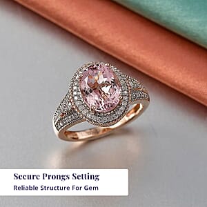 Luxoro Premium Pink Morganite and Diamond I2 2.90 ctw Rose Temptation Ring in 10K Rose Gold (Size 7.0)