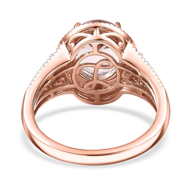 Luxoro Premium Pink Morganite and Diamond I2 2.90 ctw Rose Temptation Ring in 10K Rose Gold (Size 8.0)