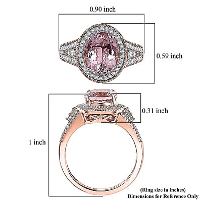 Luxoro Premium Pink Morganite and Diamond I2 2.90 ctw Rose Temptation Ring in 10K Rose Gold (Size 9.0)
