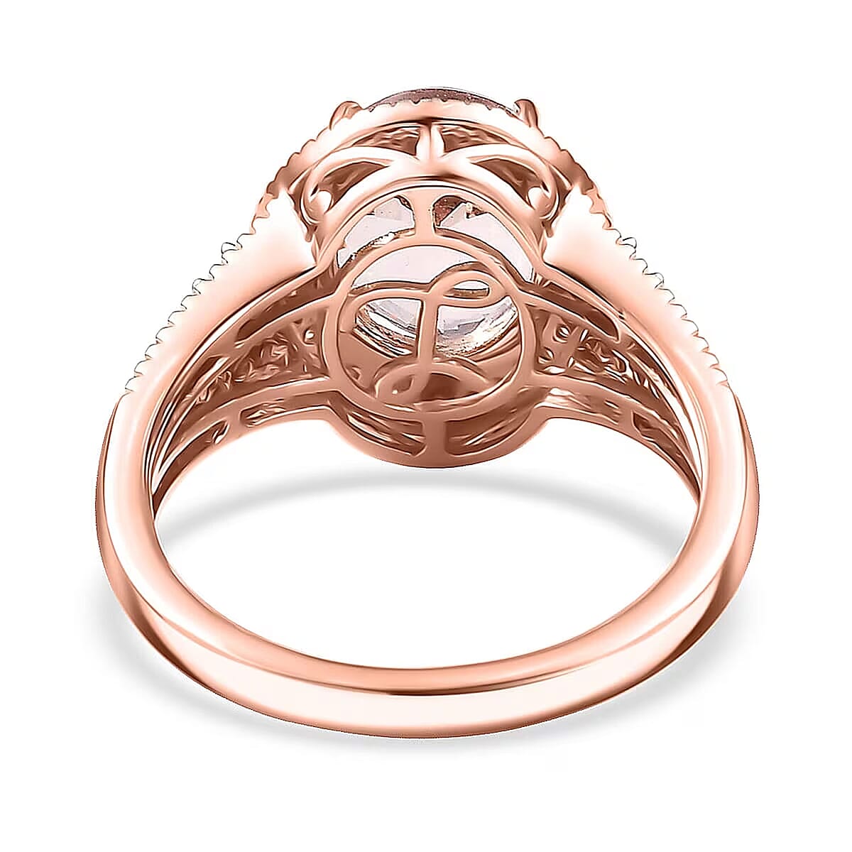 Luxoro Premium Pink Morganite and Diamond I2 2.90 ctw Rose Temptation Ring in 10K Rose Gold (Size 9.0) image number 6