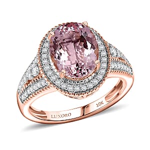 Luxoro Premium Pink Morganite and Diamond I2 2.90 ctw Rose Temptation Ring in 10K Rose Gold (Size 9.5)