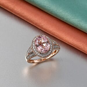 Luxoro Premium Pink Morganite and Diamond I2 2.90 ctw Rose Temptation Ring in 10K Rose Gold (Size 9.5)