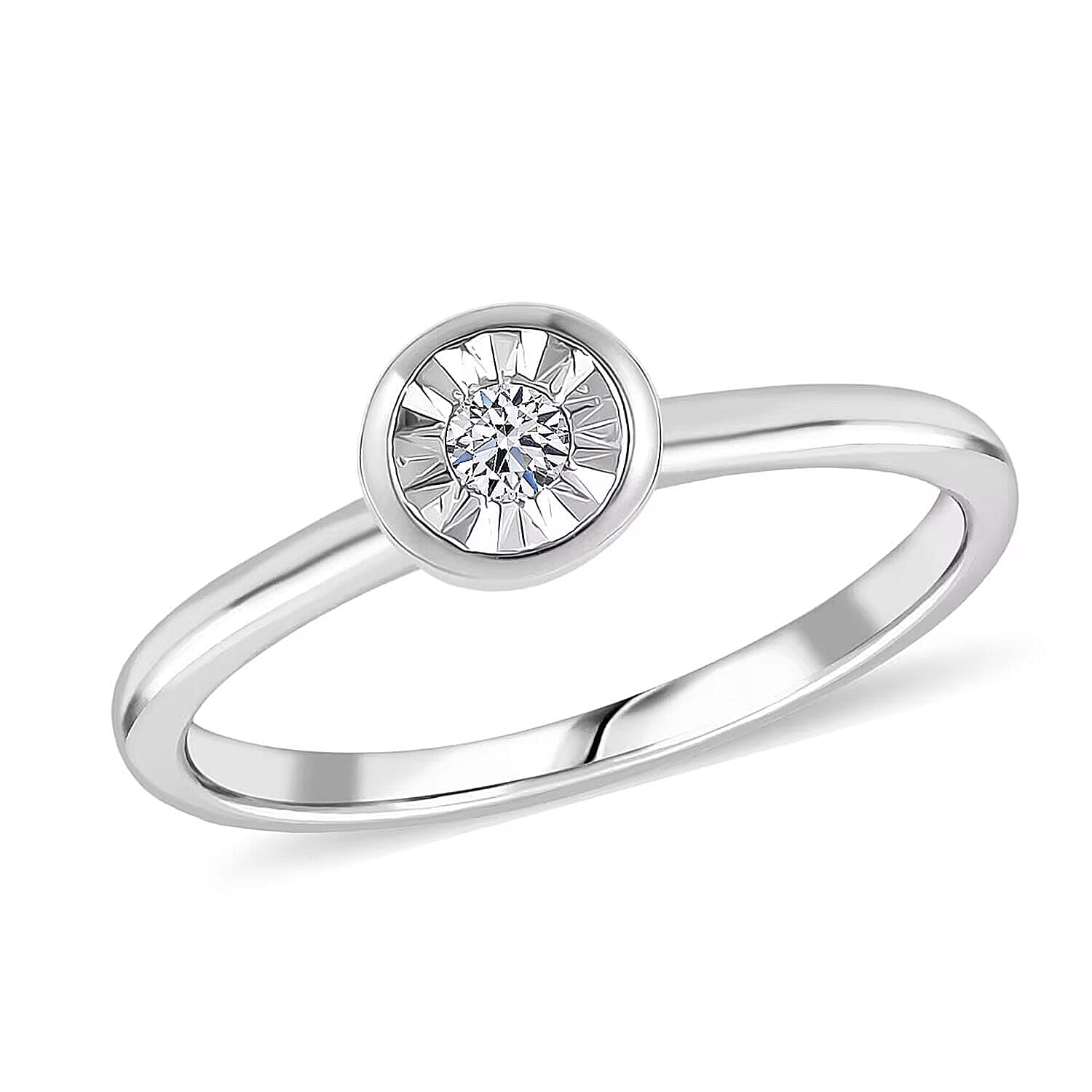 Luxuriant Lab Grown Diamond G-H SI 0.10 ctw Ring in Rhodium Over Sterling Silver (Size 7.0) (Del. in 10-12 Days)