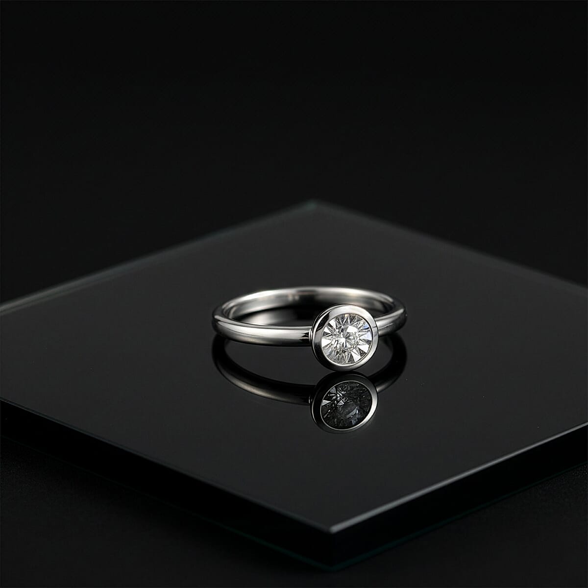 Luxuriant Lab Grown Diamond G-H SI 0.10 ctw Ring in Rhodium Over Sterling Silver (Size 7.0) image number 1