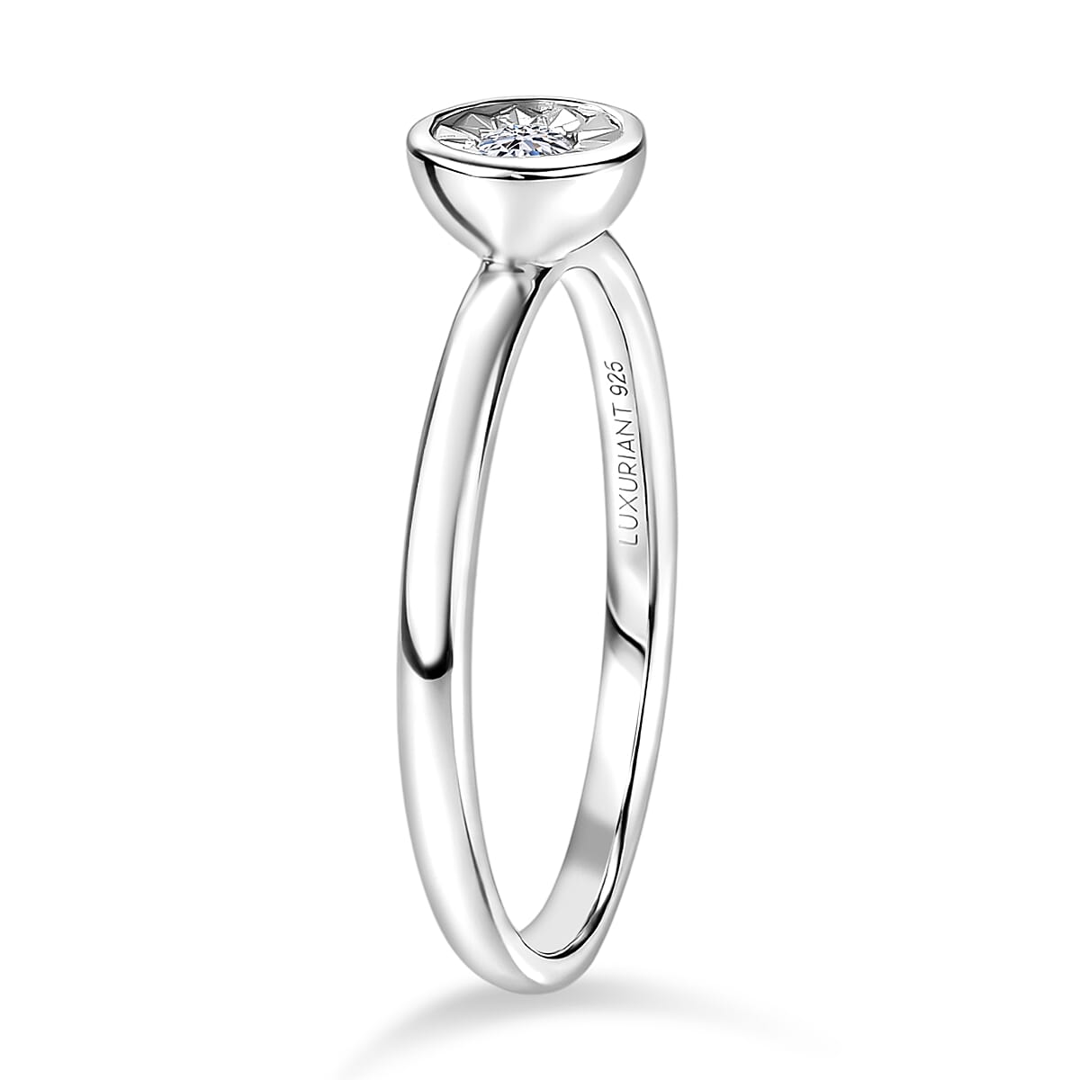 Luxuriant Lab Grown Diamond G-H SI 0.10 ctw Ring in Rhodium Over Sterling Silver (Size 7.0) image number 3