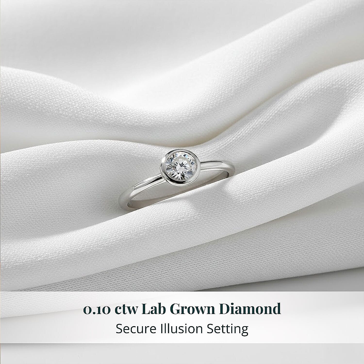 Luxuriant Lab Grown Diamond G-H SI 0.10 ctw Ring in Rhodium Over Sterling Silver (Size 7.0) (Del. in 10-12 Days)