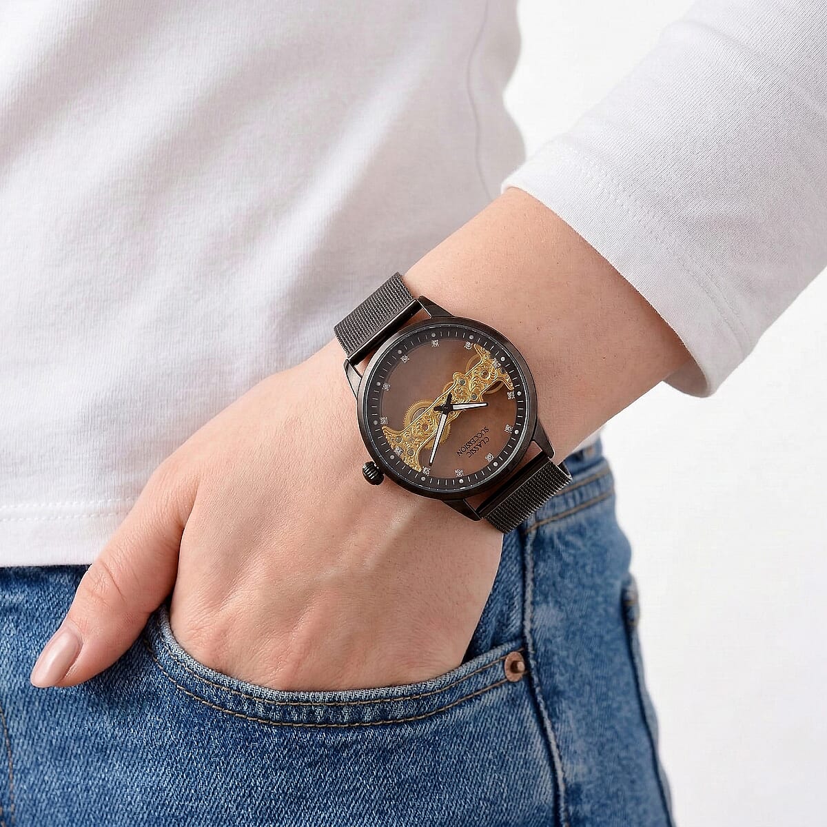 Classic Succession Automatic Mechanical Movement Watch in ION Plated Black Stainless Steel image number 2