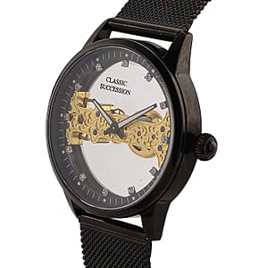 Classic Succession Automatic Mechanical Movement Watch in ION Plated Black Stainless Steel