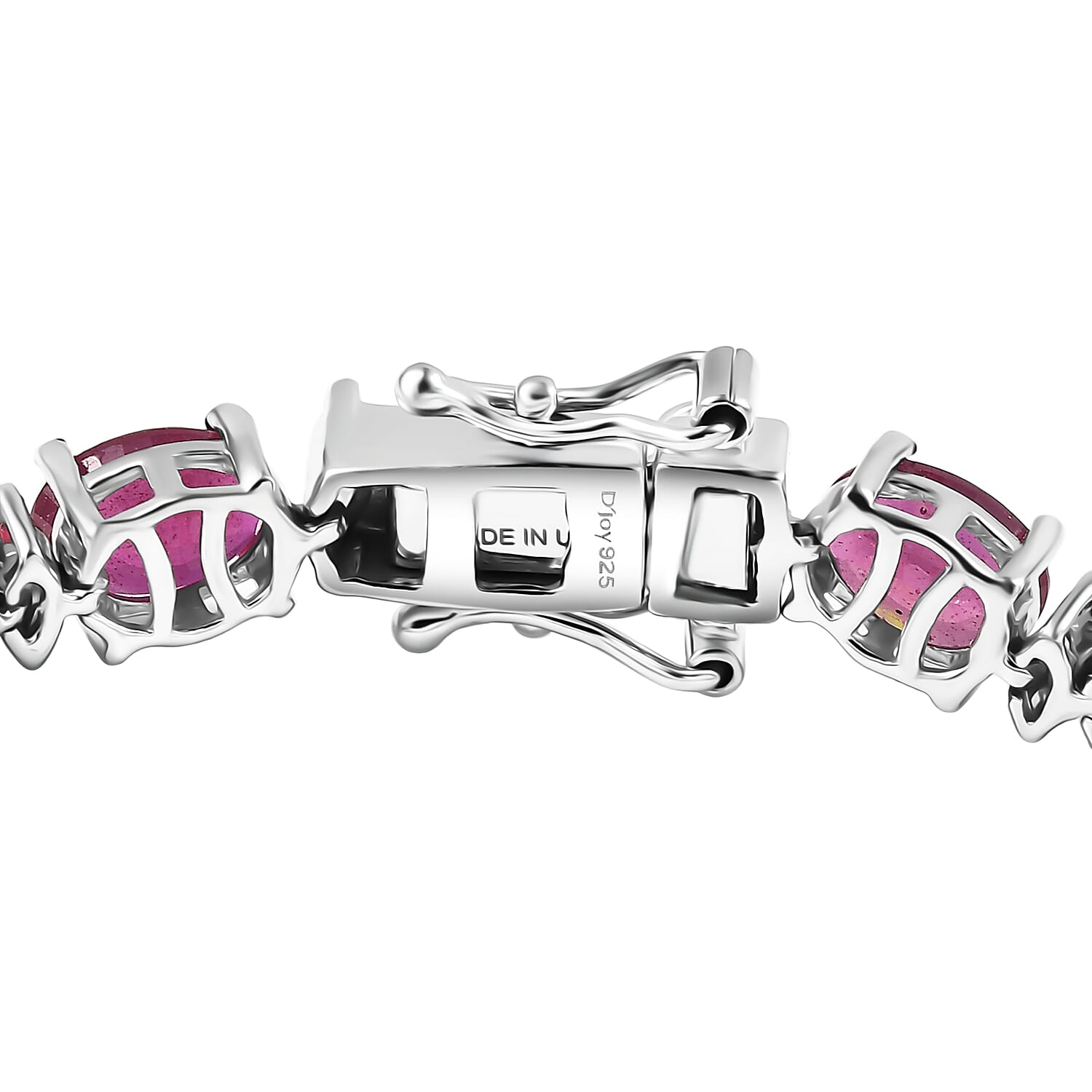 D'Joy Premium Niassa Ruby (FF) and Moissanite 23.15 ctw Red Reign Line Bracelet in Rhodium Over Sterling Silver (7.25 In)