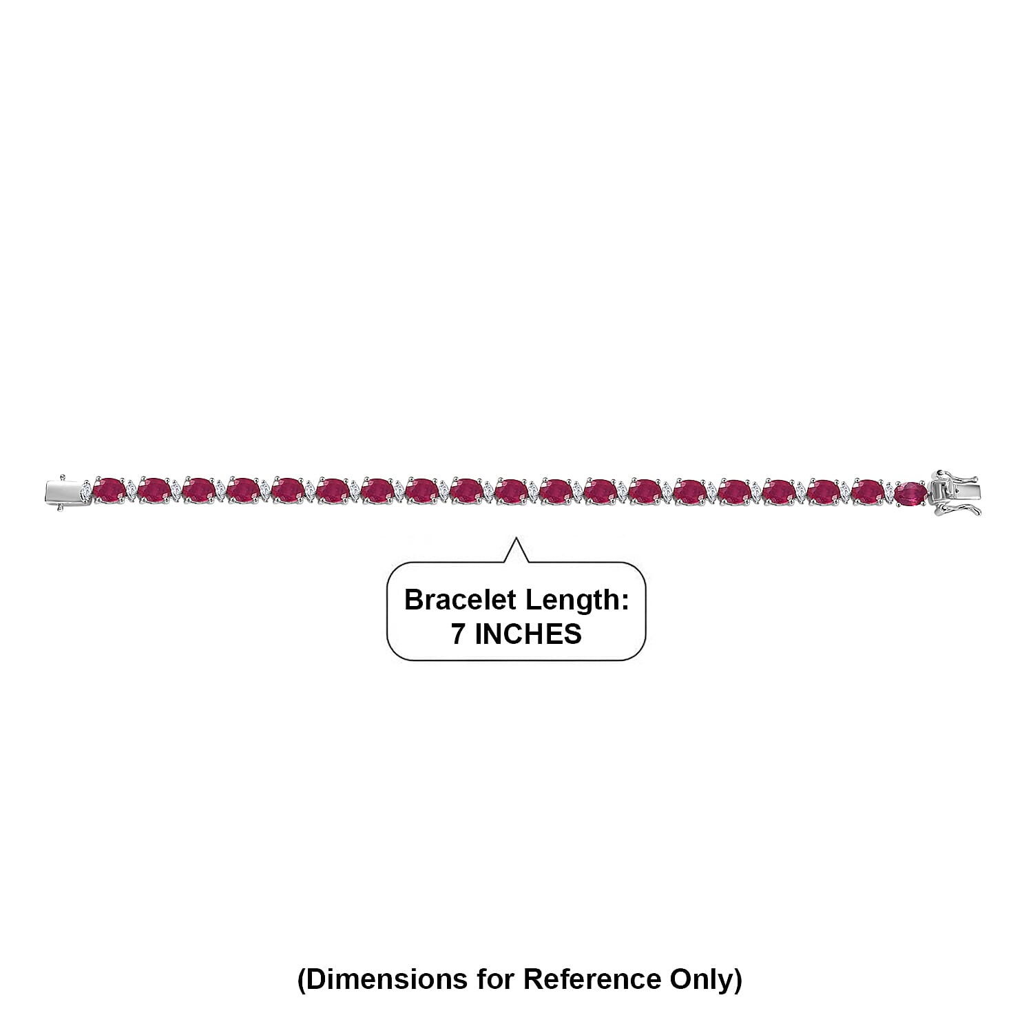 D'Joy Premium Niassa Ruby (FF) and Moissanite 23.15 ctw Red Reign Line Bracelet in Rhodium Over Sterling Silver (7.25 In)