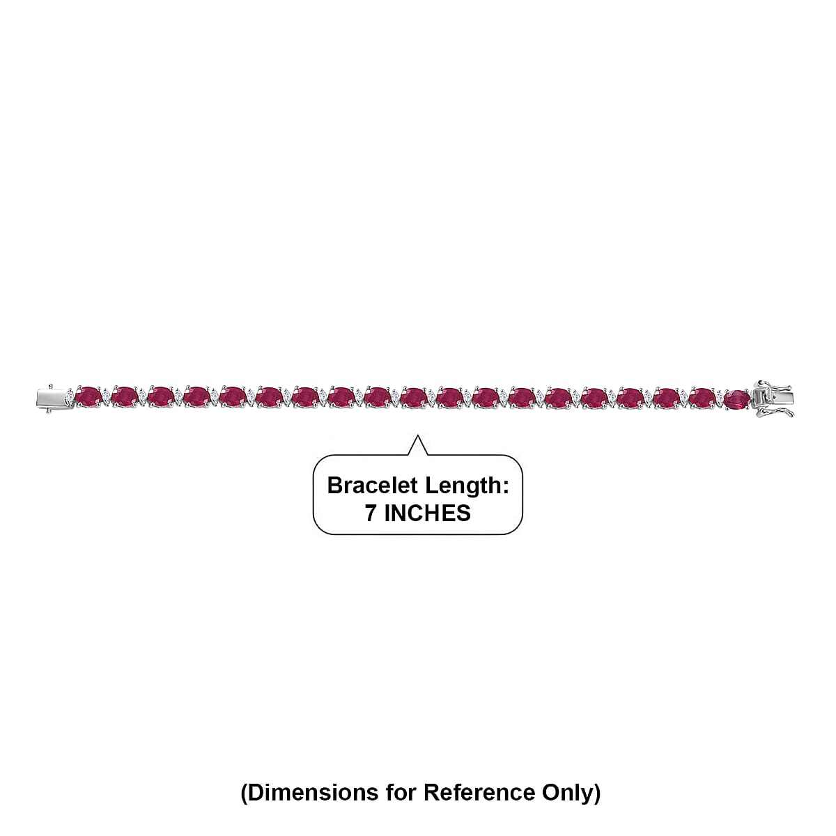 D'Joy Premium Niassa Ruby (FF) and Moissanite 23.15 ctw Red Reign Line Bracelet in Rhodium Over Sterling Silver (7.25 In) image number 3