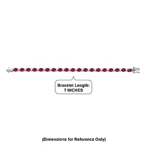 D'Joy Premium Niassa Ruby (FF) and Moissanite 23.15 ctw Red Reign Line Bracelet in Rhodium Over Sterling Silver (7.25 In)