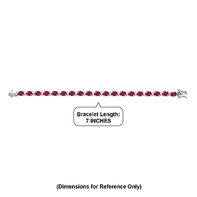 D'Joy Premium Niassa Ruby (FF) and Moissanite 23.15 ctw Red Reign Line Bracelet in Rhodium Over Sterling Silver (7.25 In)