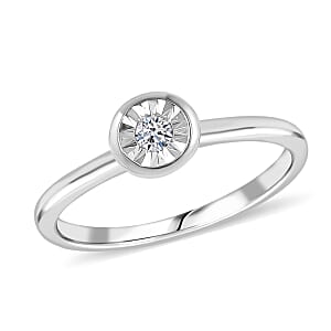 Luxuriant Lab Grown Diamond G-H SI 0.10 ctw Ring in Rhodium Over Sterling Silver (Size 8.0)