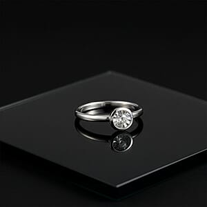 Luxuriant Lab Grown Diamond G-H SI 0.10 ctw Ring in Rhodium Over Sterling Silver (Size 8.0)