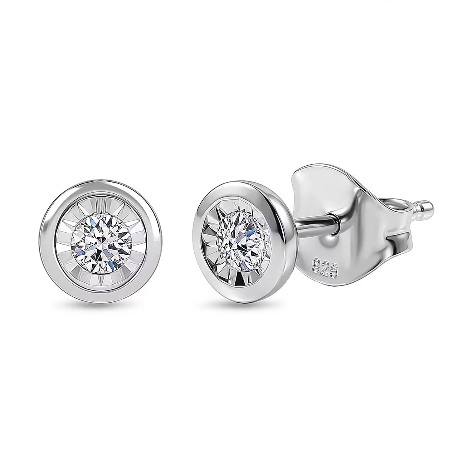 Luxuriant Lab Grown Diamond G-H SI 0.10 ctw Earrings in Rhodium Over Sterling Silver