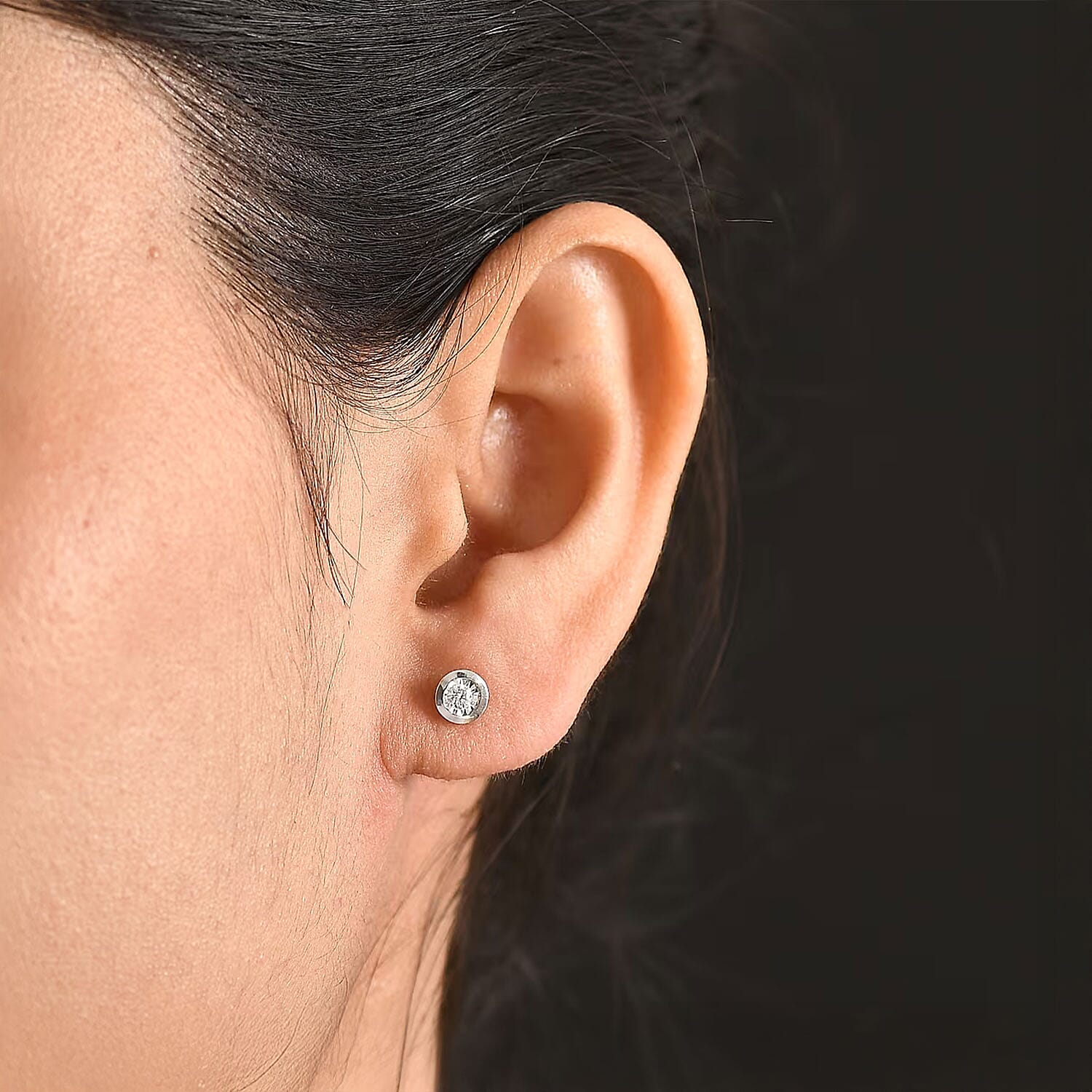 Luxuriant Lab Grown Diamond G-H SI 0.10 ctw Earrings in Rhodium Over Sterling Silver