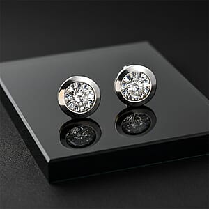 Luxuriant Lab Grown Diamond G-H SI 0.10 ctw Earrings in Rhodium Over Sterling Silver