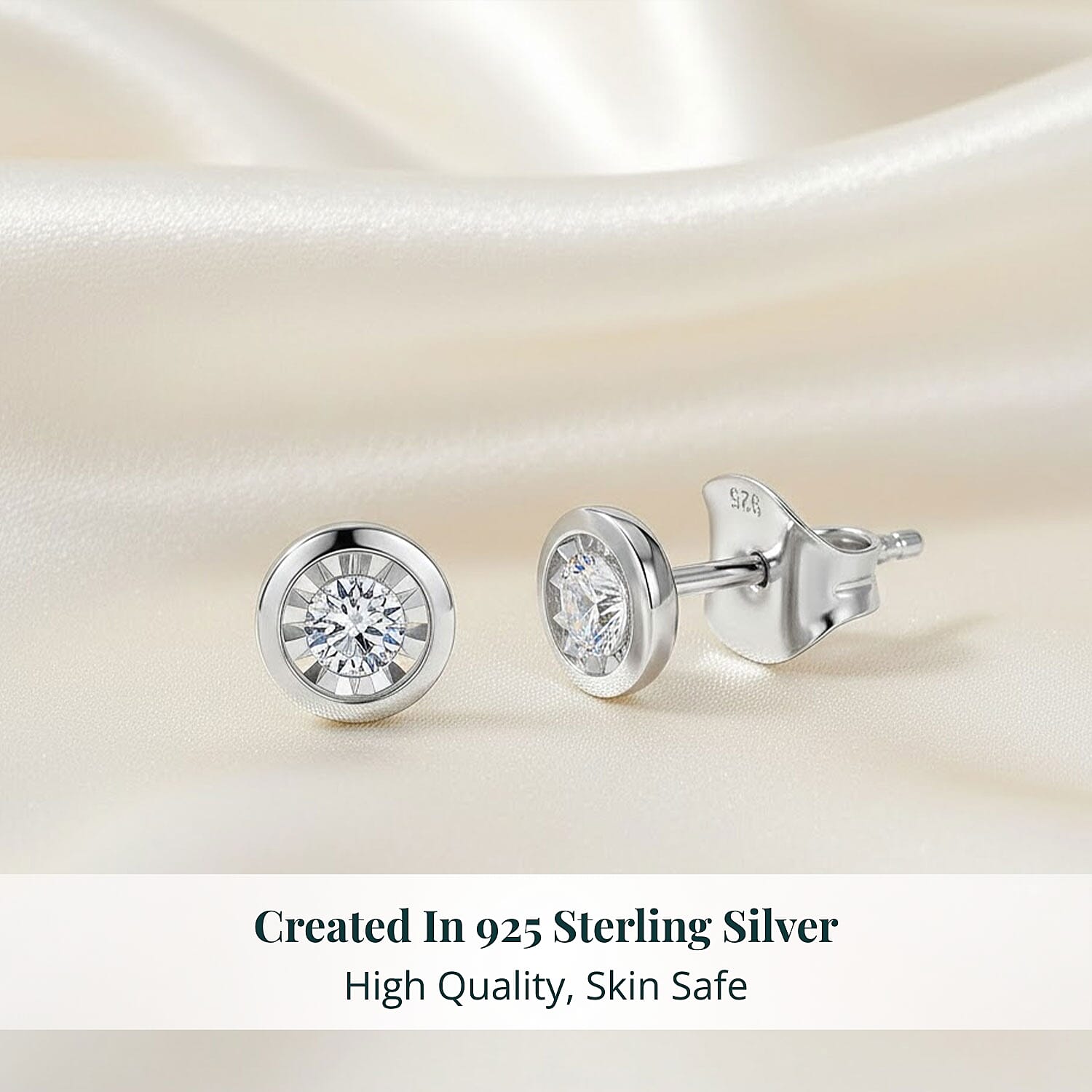 Luxuriant Lab Grown Diamond G-H SI 0.10 ctw Earrings in Rhodium Over Sterling Silver