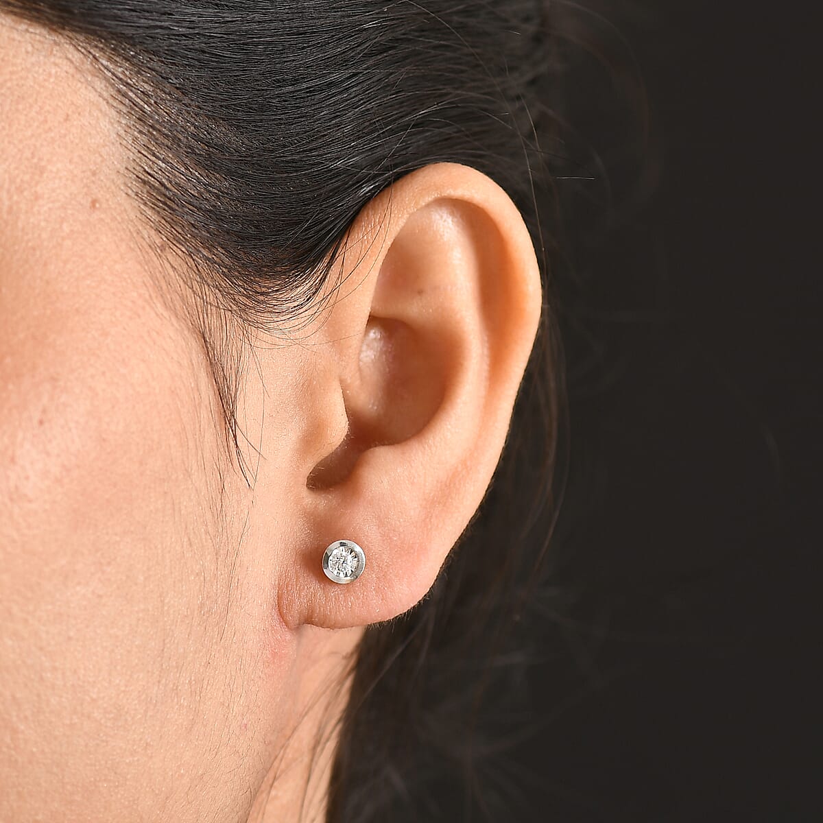 Luxuriant Lab Grown Diamond G-H SI 0.10 ctw Earrings in Rhodium Over Sterling Silver image number 2