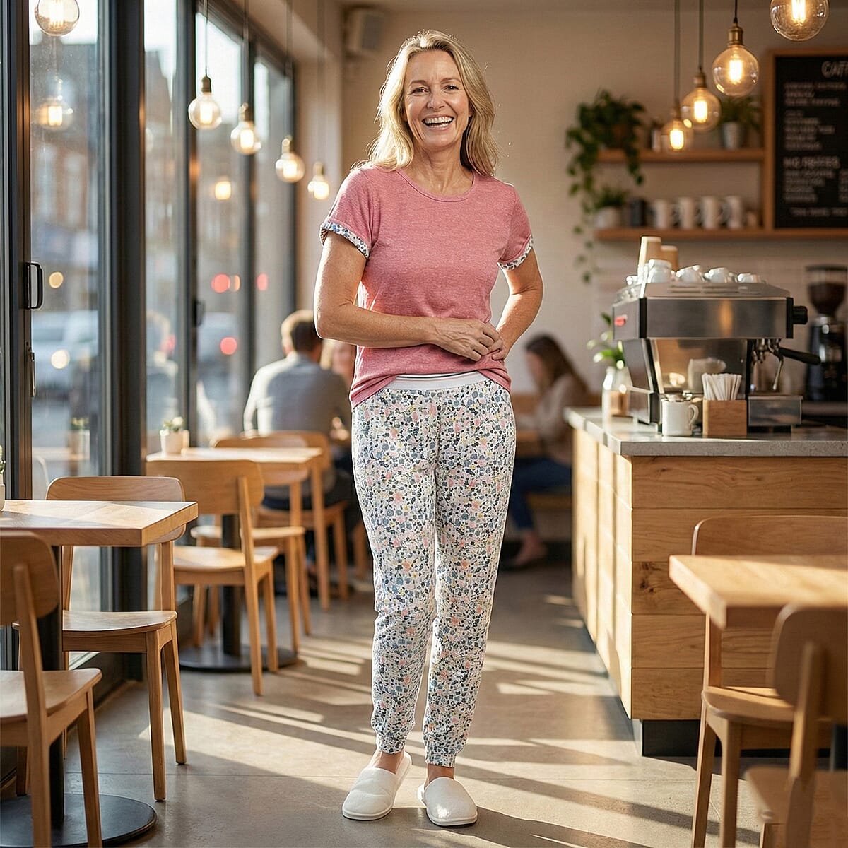 Pink Floral Pajama Set -XL image number 1