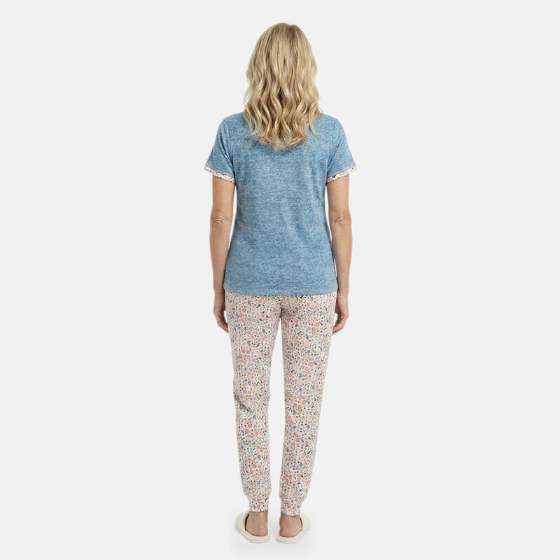 Lati Fashions Blue Floral Pajama Set -L